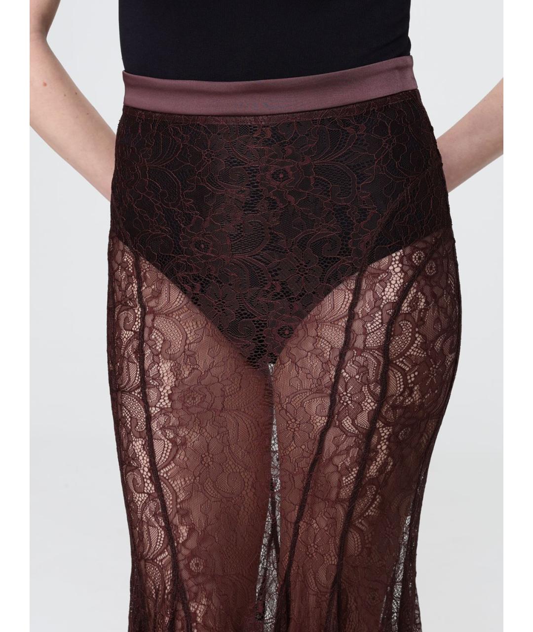 ELISABETTA FRANCHI Коричневая полиамидовая юбка макси, фото 3