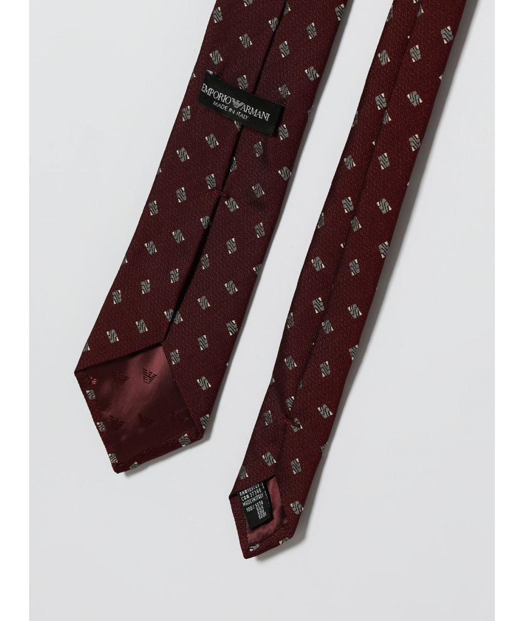 EMPORIO ARMANI Бордовый шелковый галстук, фото 2