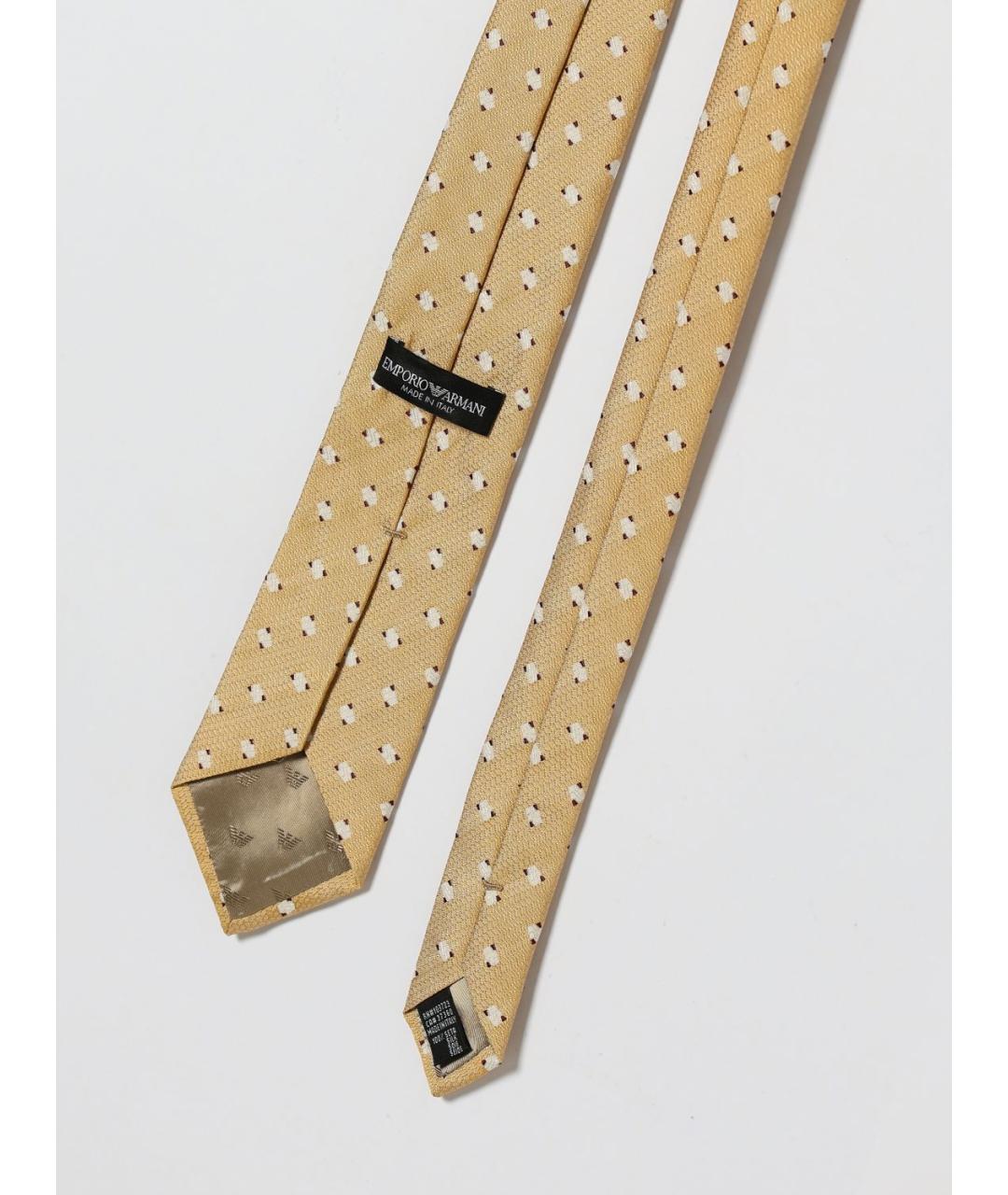 EMPORIO ARMANI Желтый шелковый галстук, фото 2