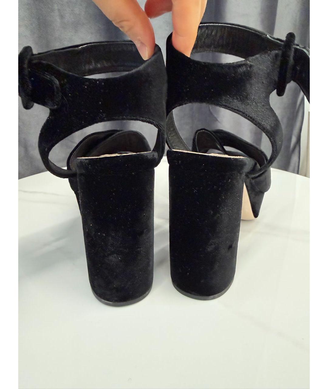 MIU MIU Черные бархатные босоножки, фото 4