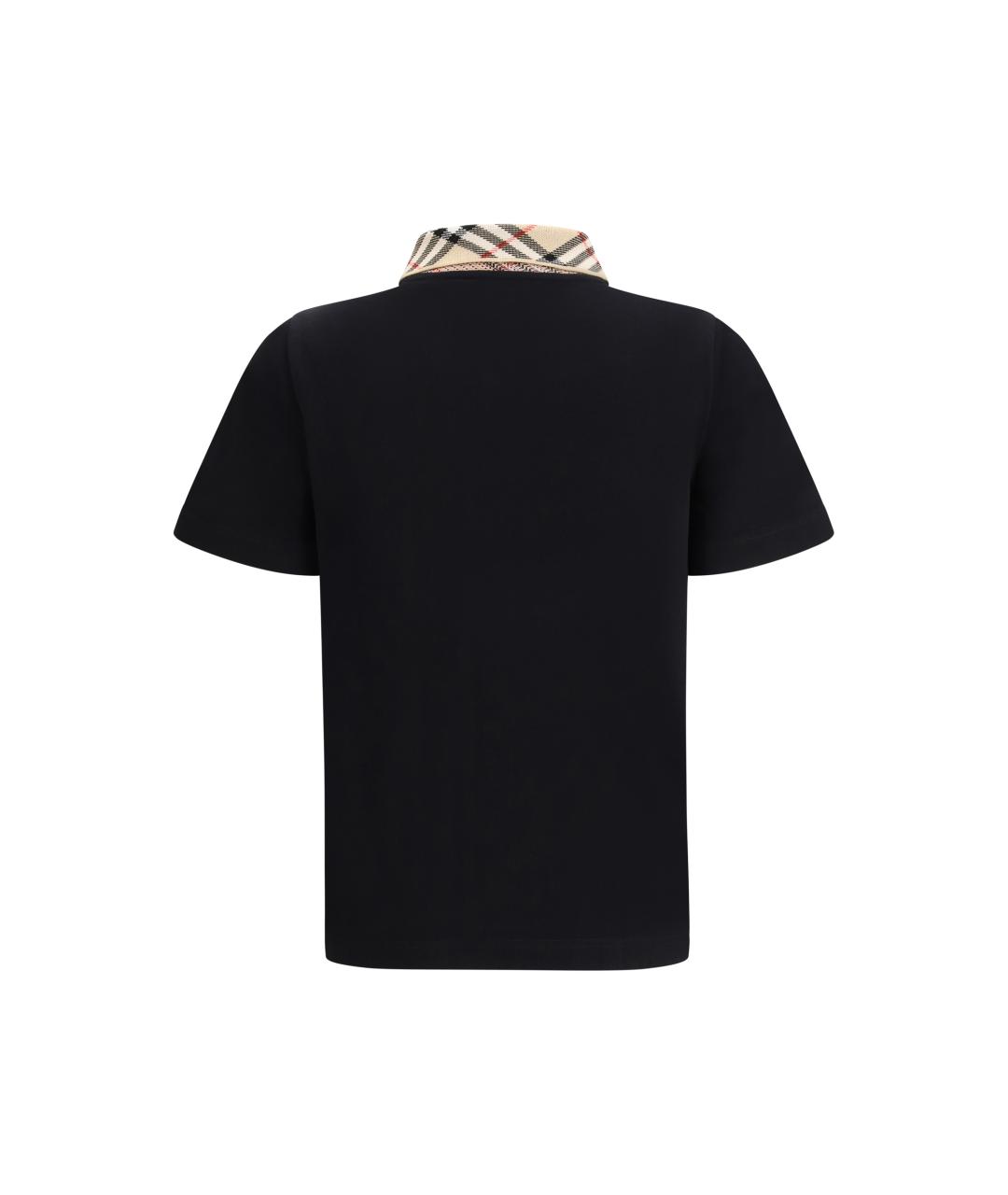 BURBERRY Черная хлопковая футболка, фото 2