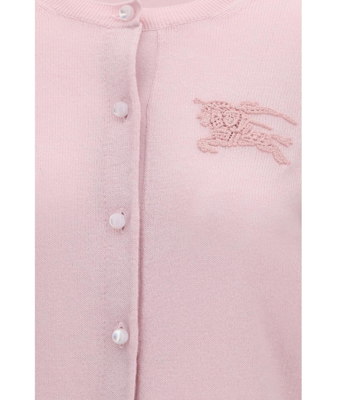 BURBERRY Розовый шерстяной кардиган, фото 2