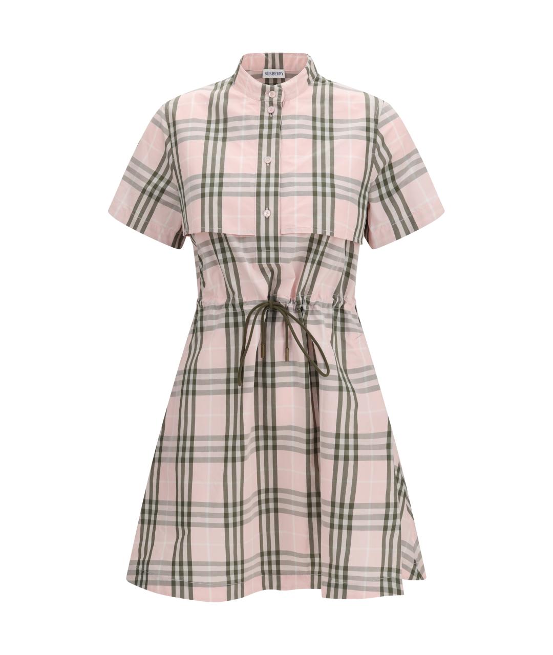 BURBERRY Розовое хлопковое повседневное платье, фото 1