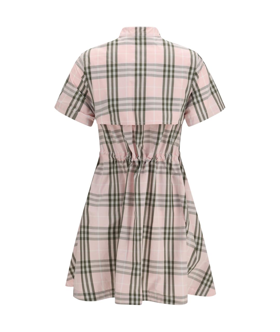 BURBERRY Розовое хлопковое повседневное платье, фото 2
