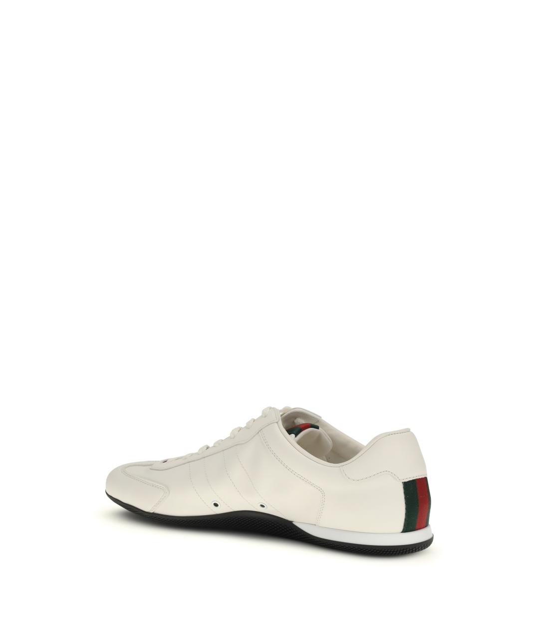 GUCCI Белые кожаные низкие кроссовки / кеды, фото 3