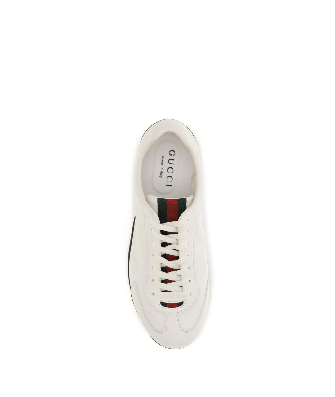 GUCCI Белые кожаные низкие кроссовки / кеды, фото 4