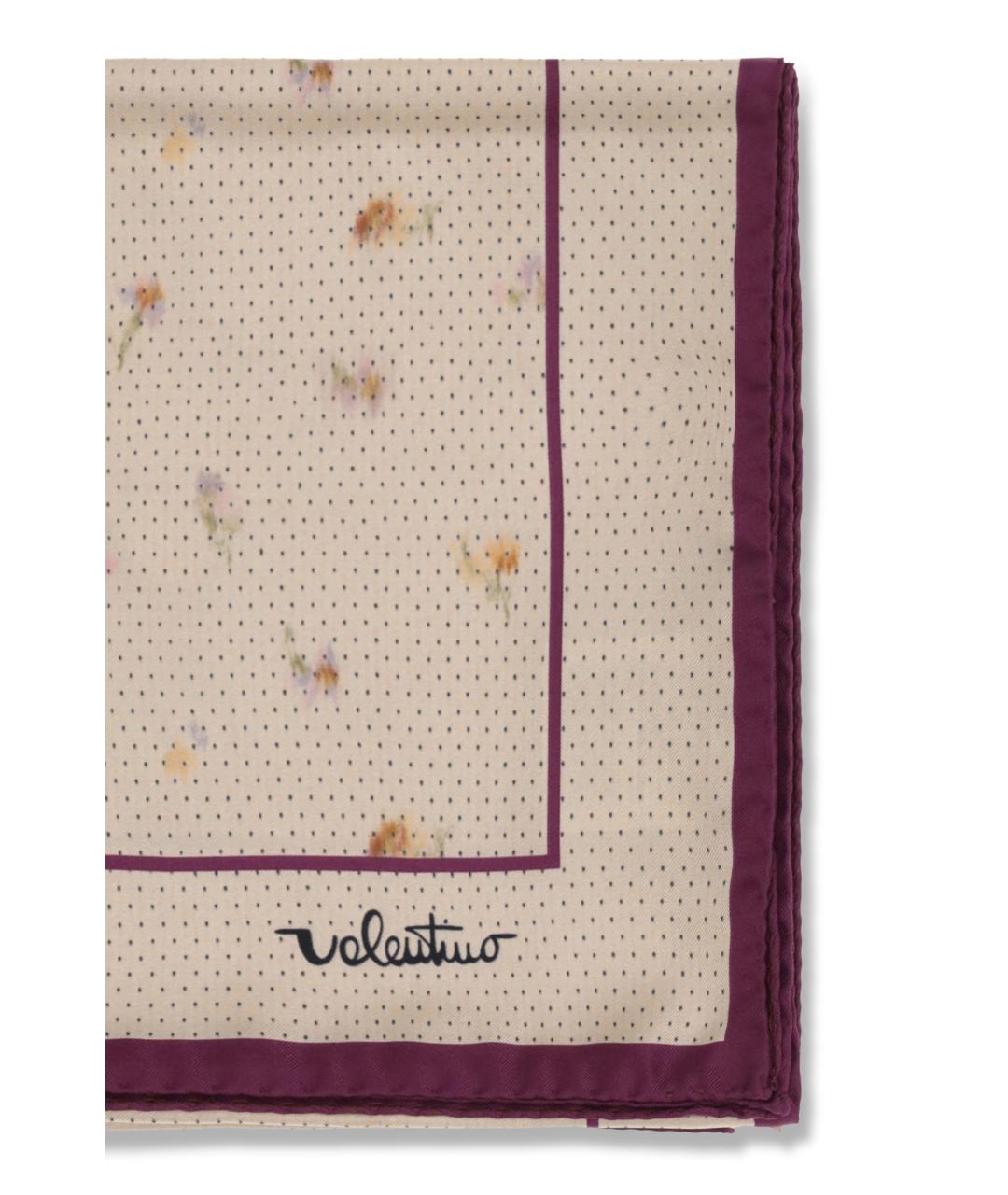 VALENTINO Бежевый шелковый шарф, фото 3
