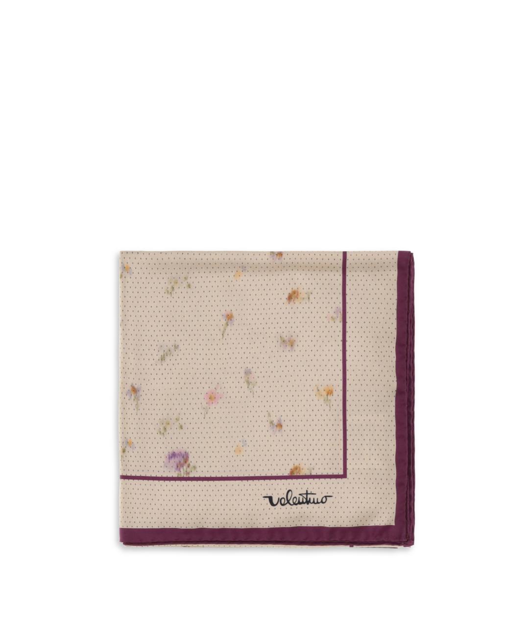 VALENTINO Бежевый шелковый шарф, фото 1