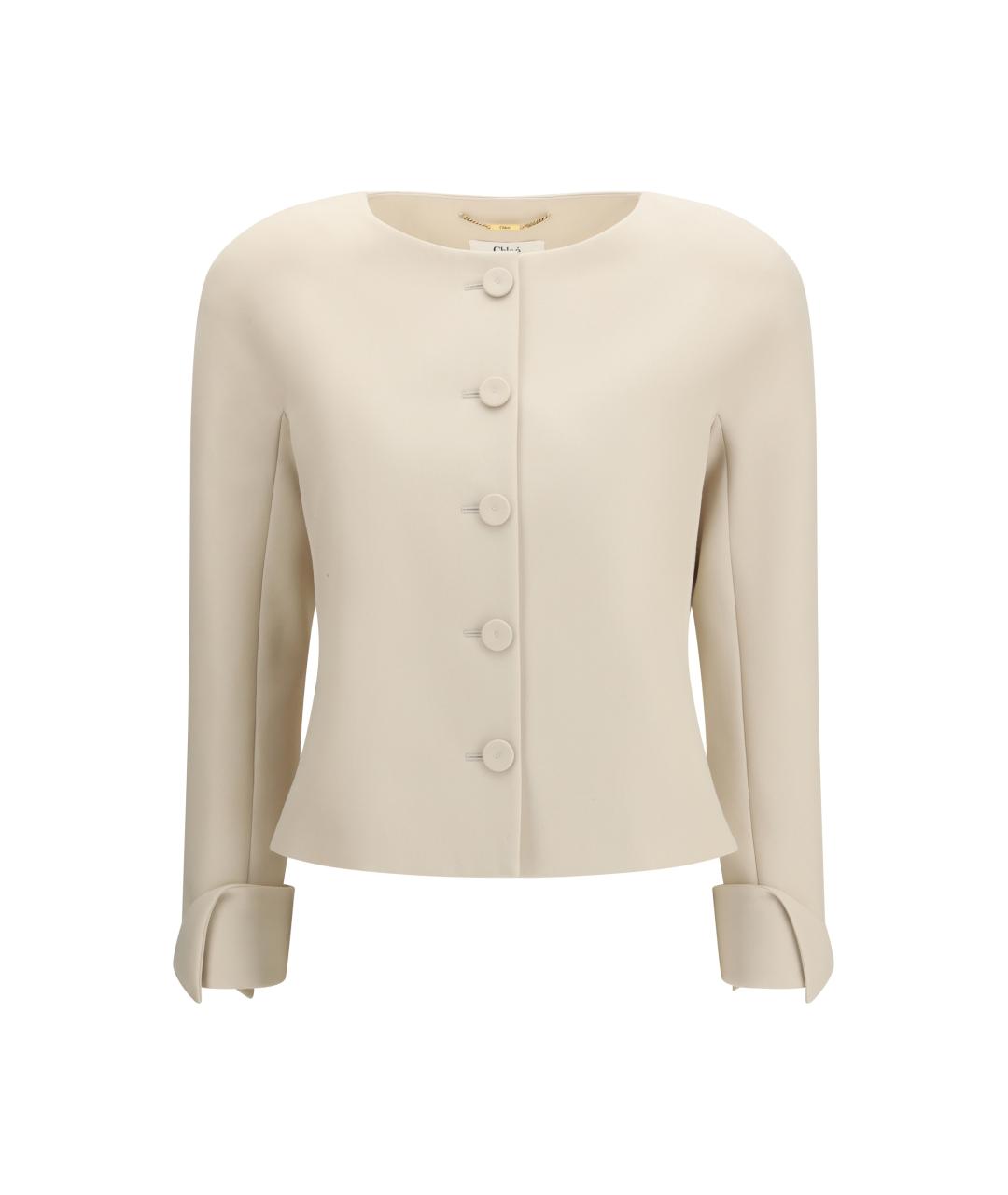 CHLOE Бежевый шерстяной жакет/пиджак, фото 1