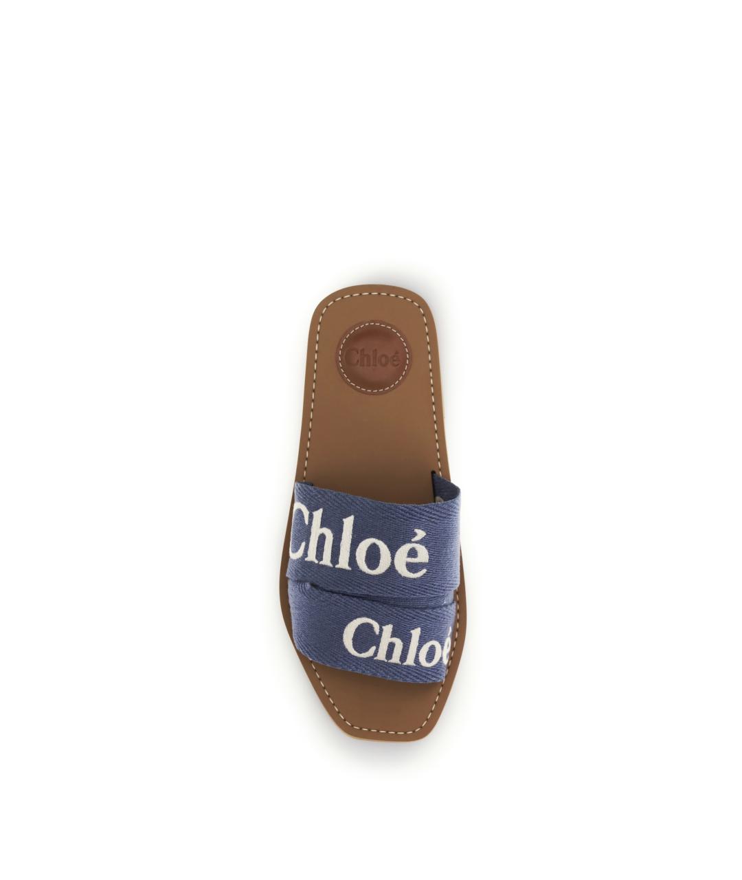 CHLOE Синие текстильные шлепанцы, фото 4