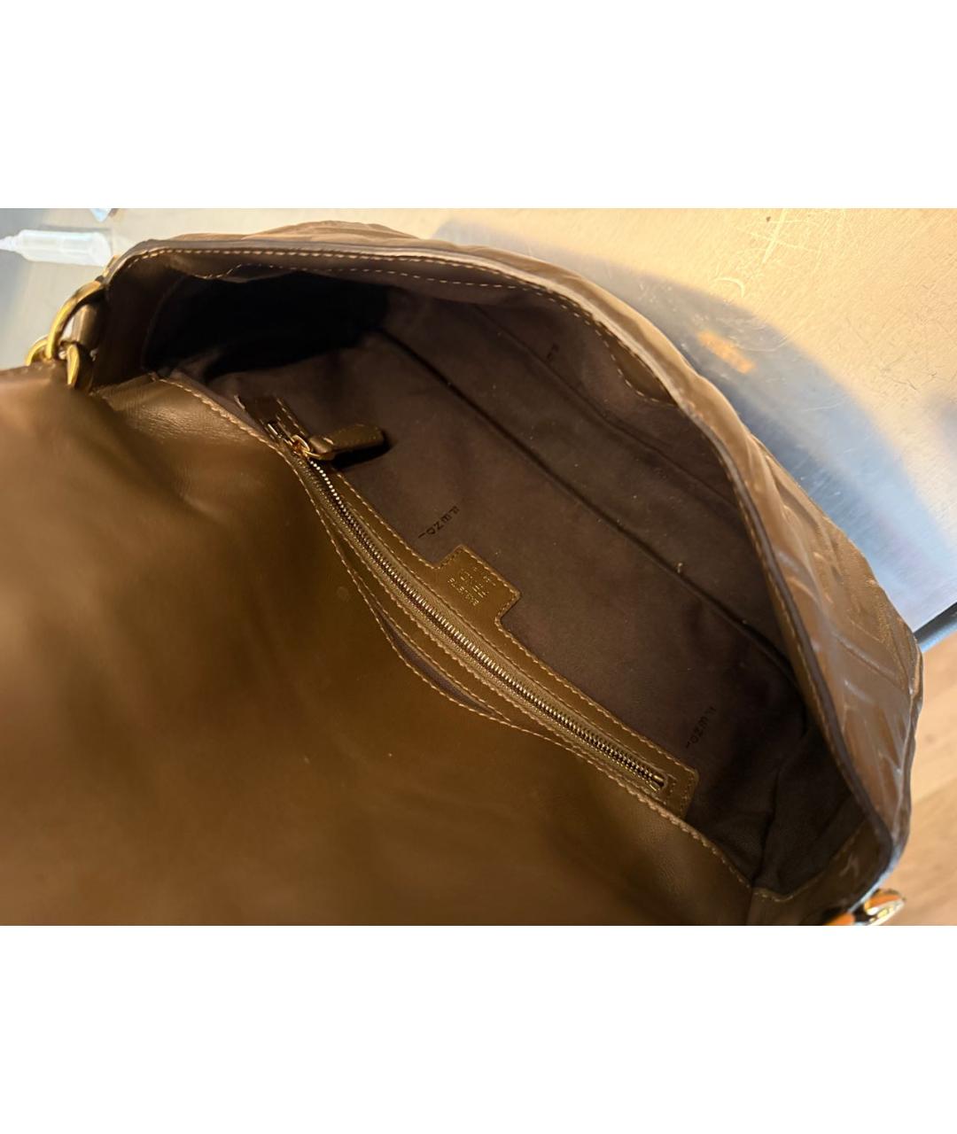 FENDI Коричневая кожаная сумка через плечо, фото 4