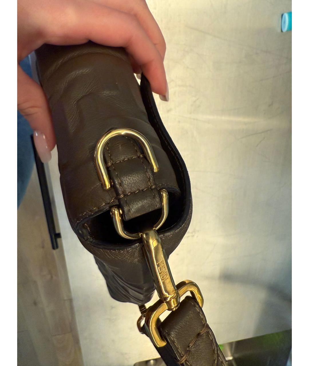 FENDI Коричневая кожаная сумка через плечо, фото 5
