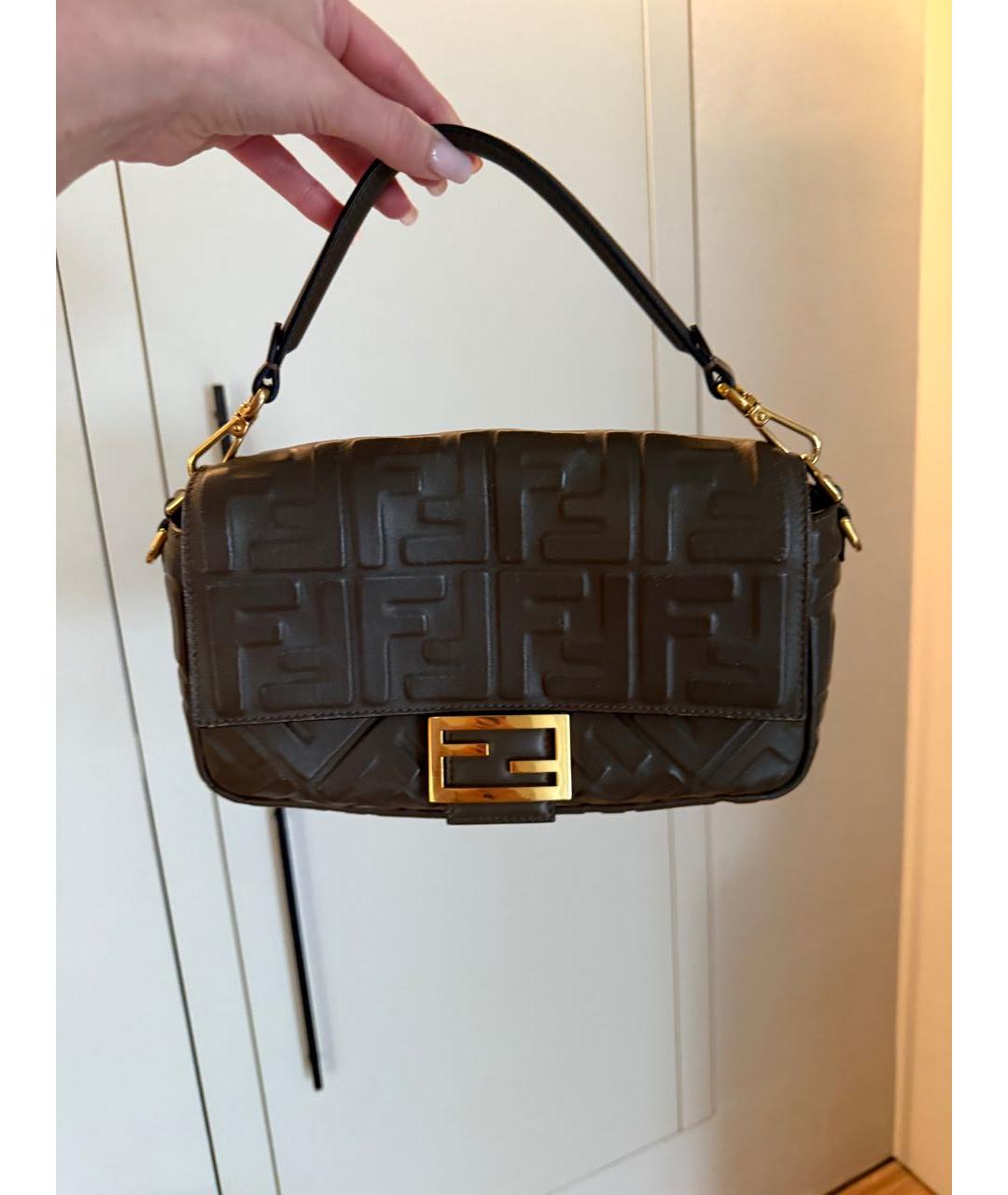 FENDI Коричневая кожаная сумка через плечо, фото 8