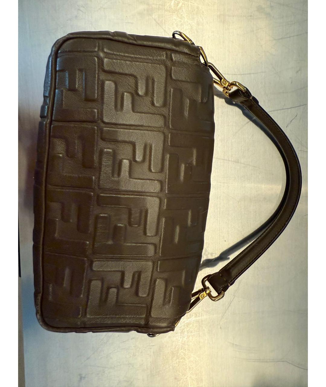 FENDI Коричневая кожаная сумка через плечо, фото 3