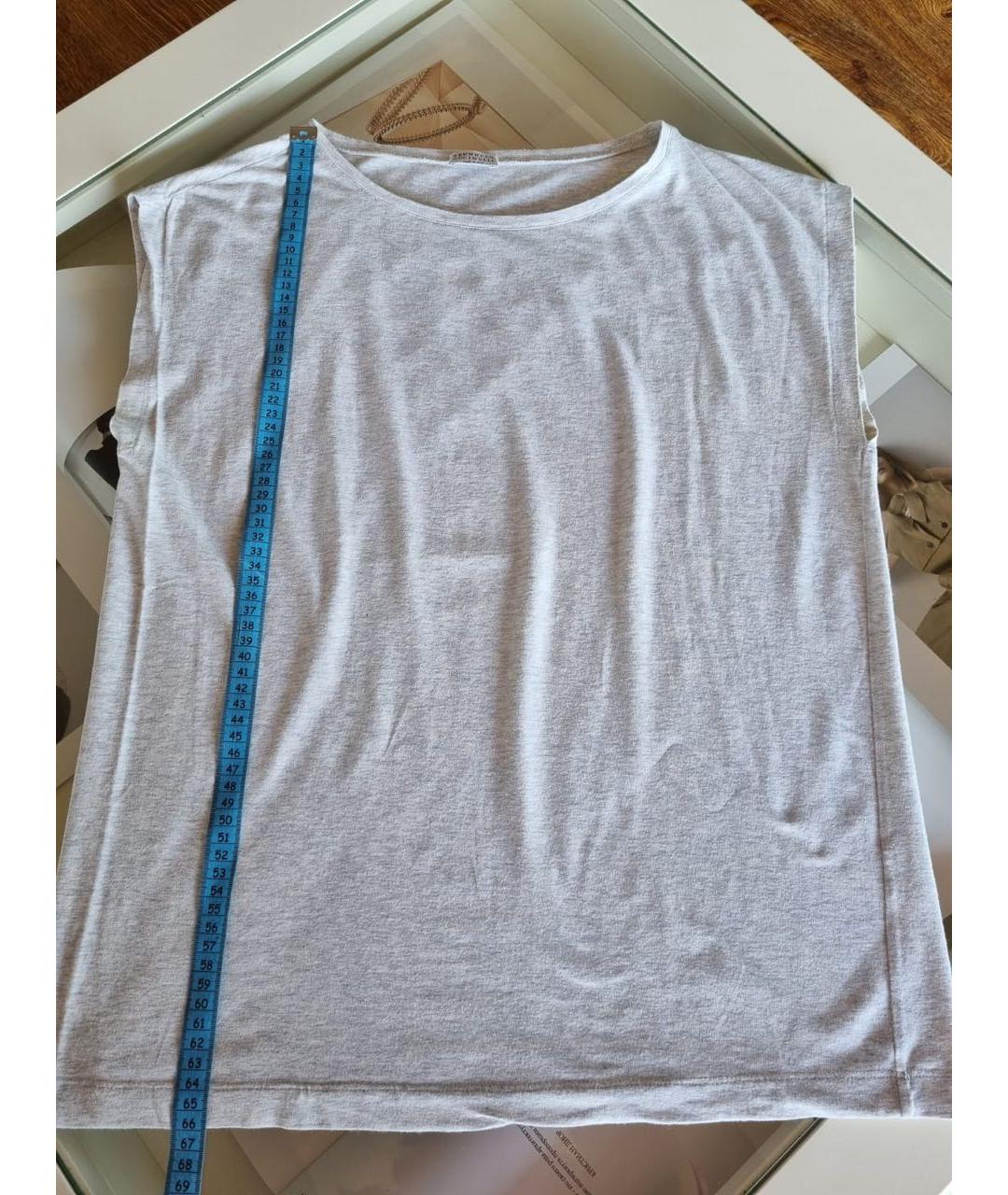 BRUNELLO CUCINELLI Серая хлопковая футболка, фото 8