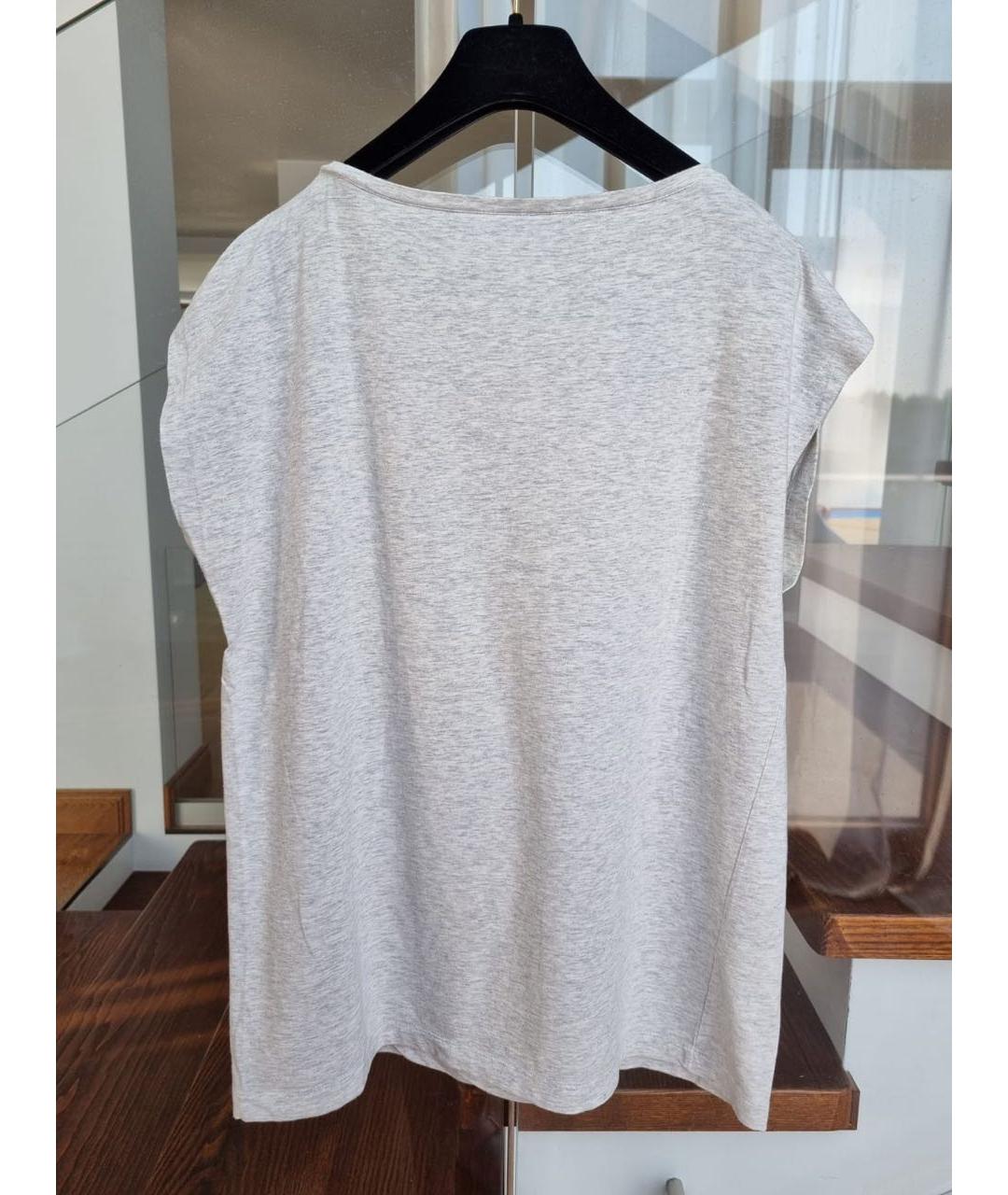 BRUNELLO CUCINELLI Серая хлопковая футболка, фото 2