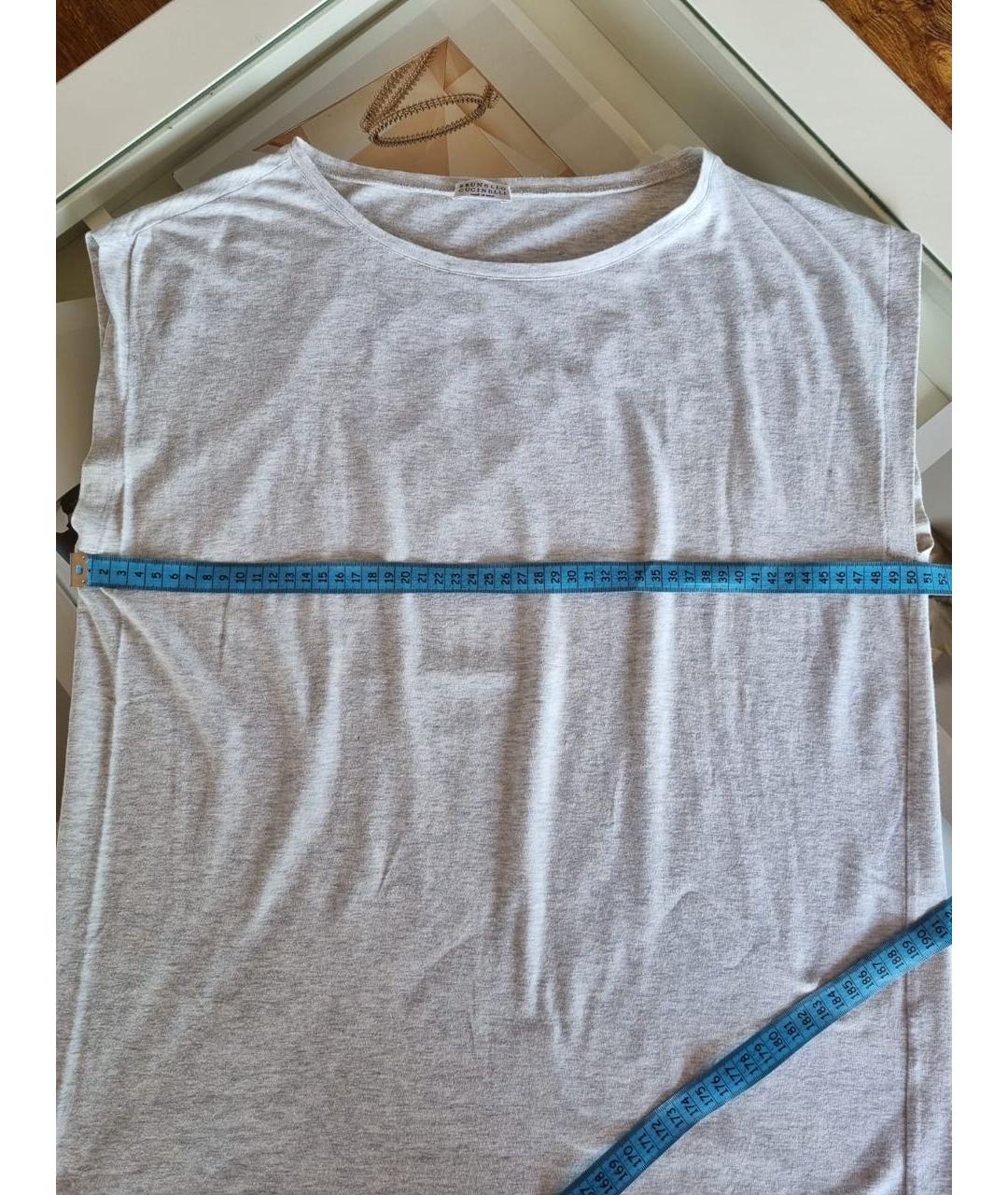 BRUNELLO CUCINELLI Серая хлопковая футболка, фото 7