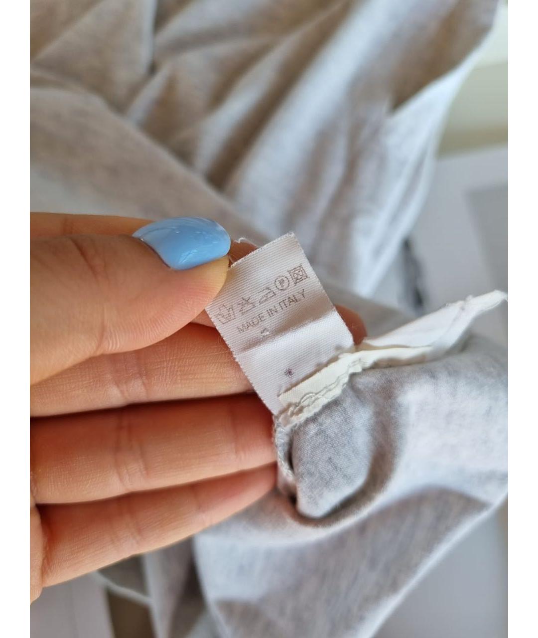 BRUNELLO CUCINELLI Серая хлопковая футболка, фото 6