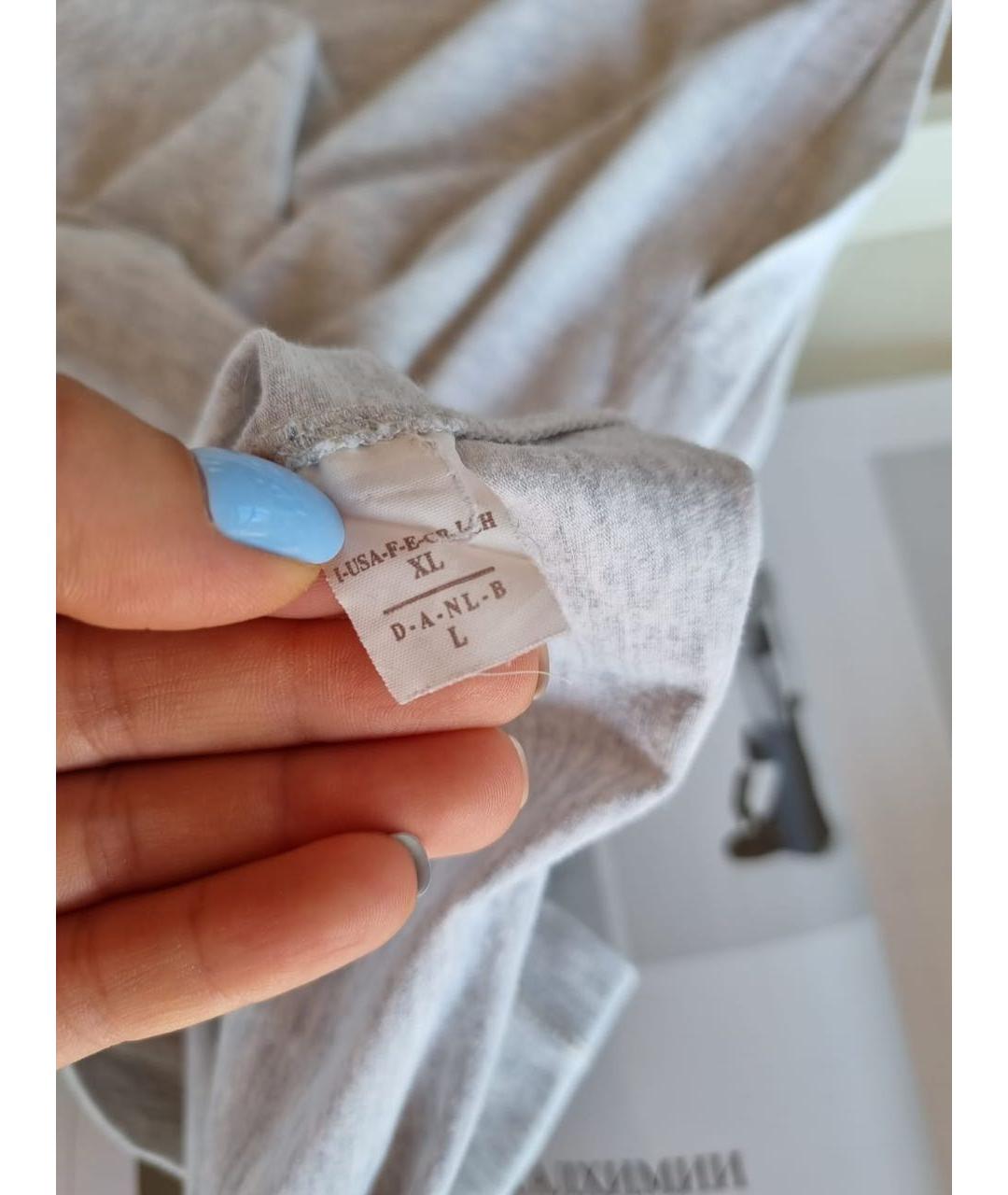 BRUNELLO CUCINELLI Серая хлопковая футболка, фото 4