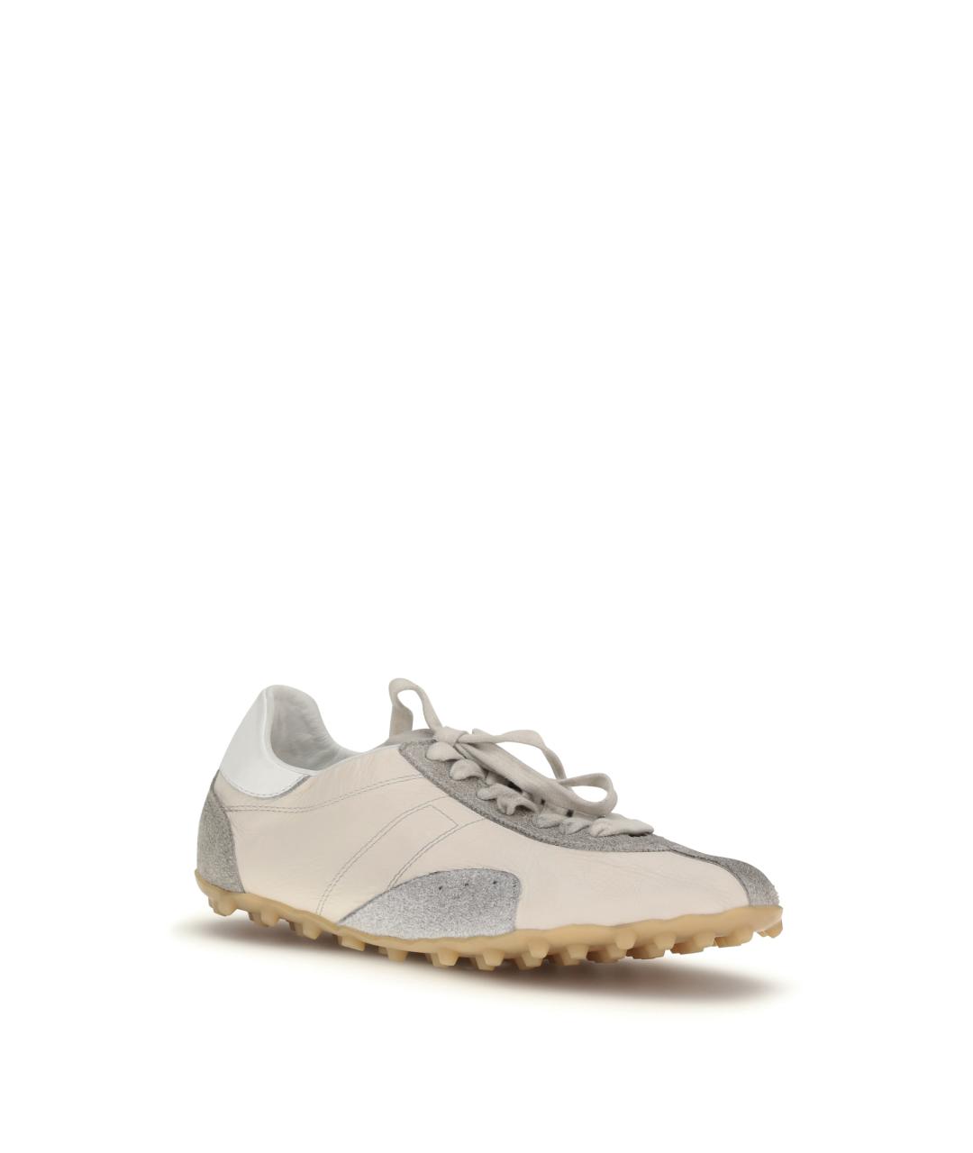 MAISON MARGIELA Бежевые кожаные кроссовки, фото 2