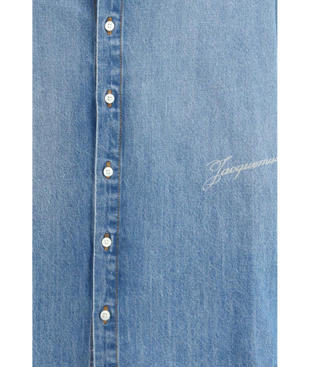 JACQUEMUS Голубая хлопковая кэжуал рубашка, фото 3