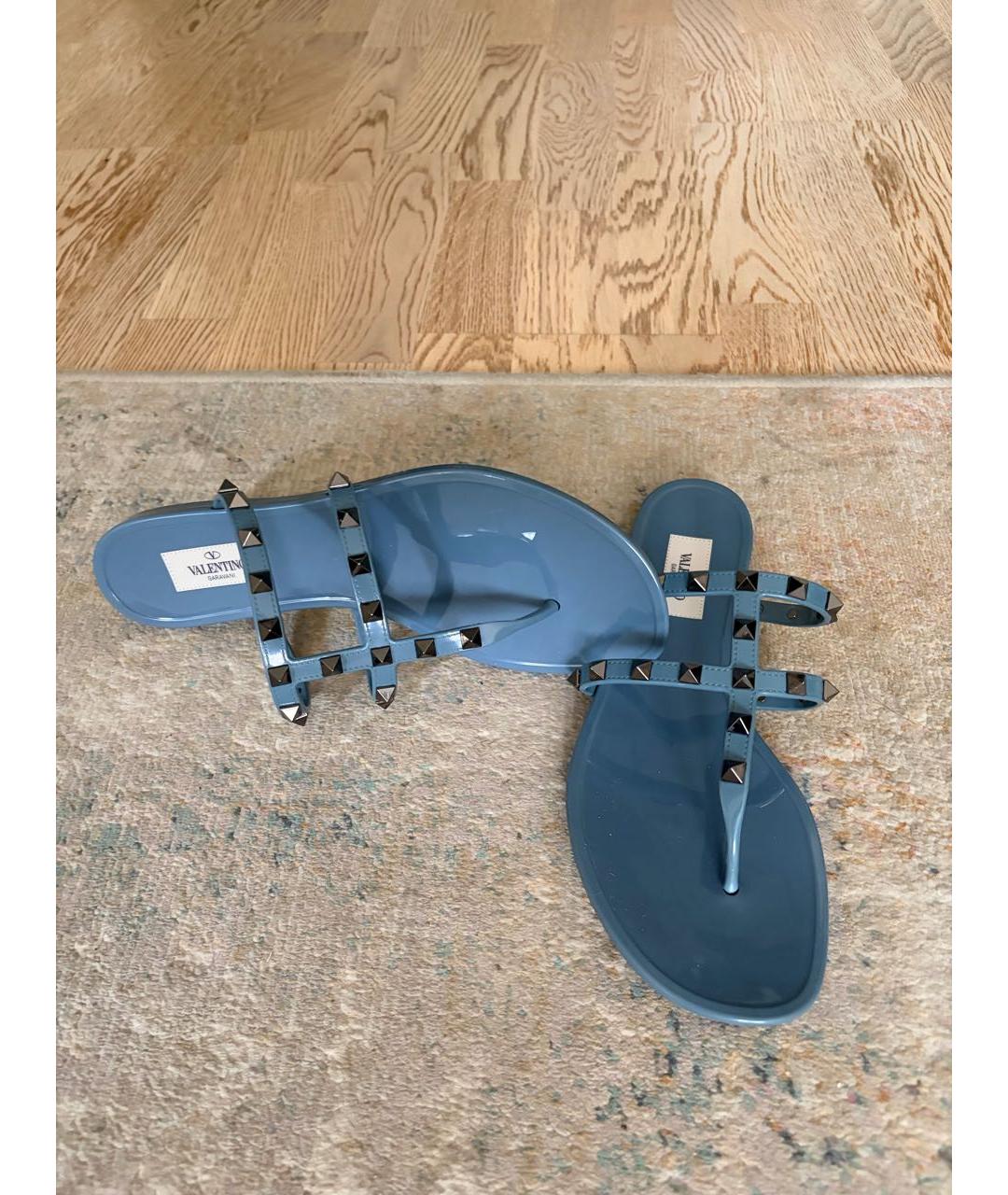 VALENTINO Бирюзовые резиновые шлепанцы, фото 2