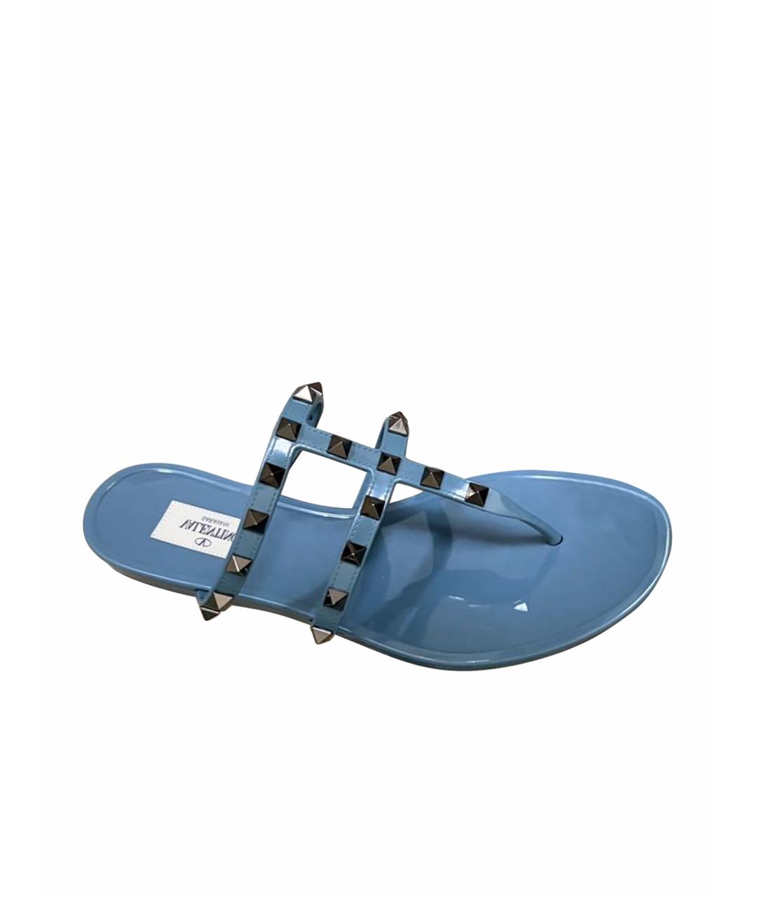 VALENTINO Бирюзовые резиновые шлепанцы, фото 1