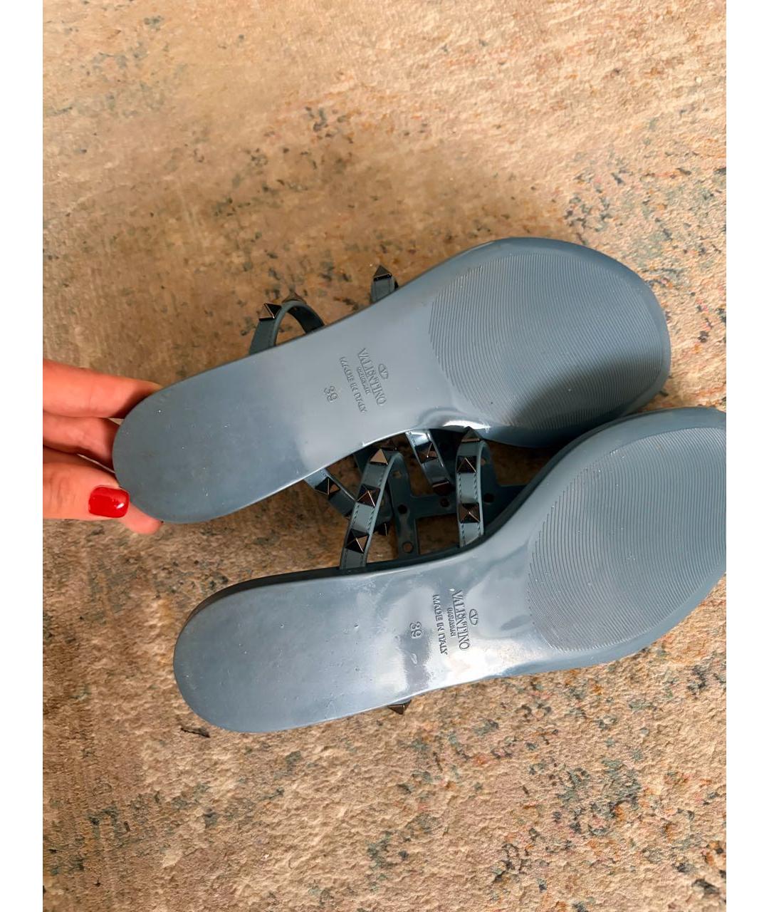 VALENTINO Бирюзовые резиновые шлепанцы, фото 4