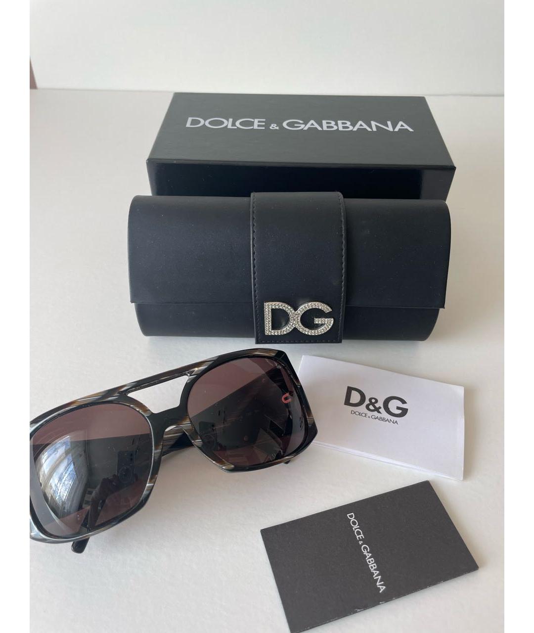 DOLCE&GABBANA Коричневые пластиковые солнцезащитные очки, фото 4