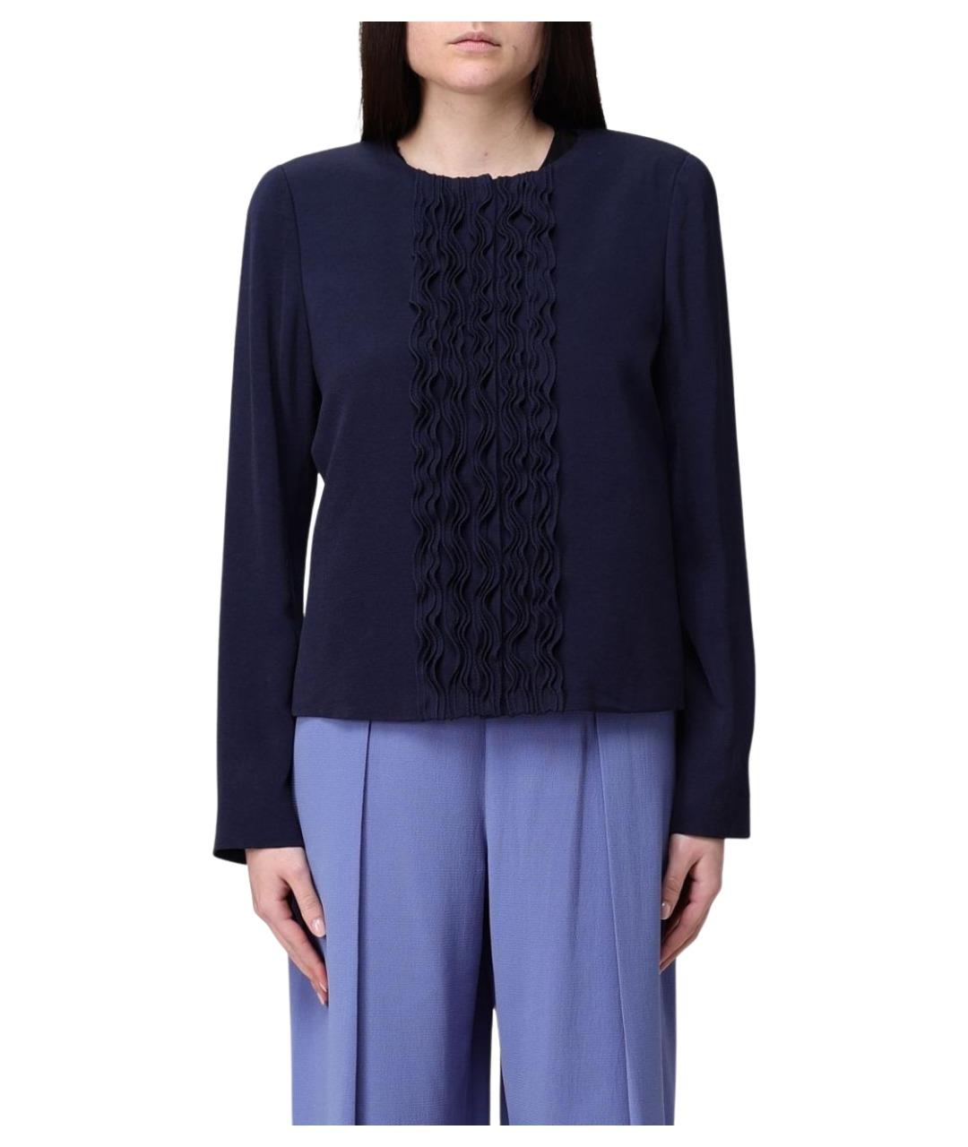 EMPORIO ARMANI Темно-синий вискозный жакет/пиджак, фото 1