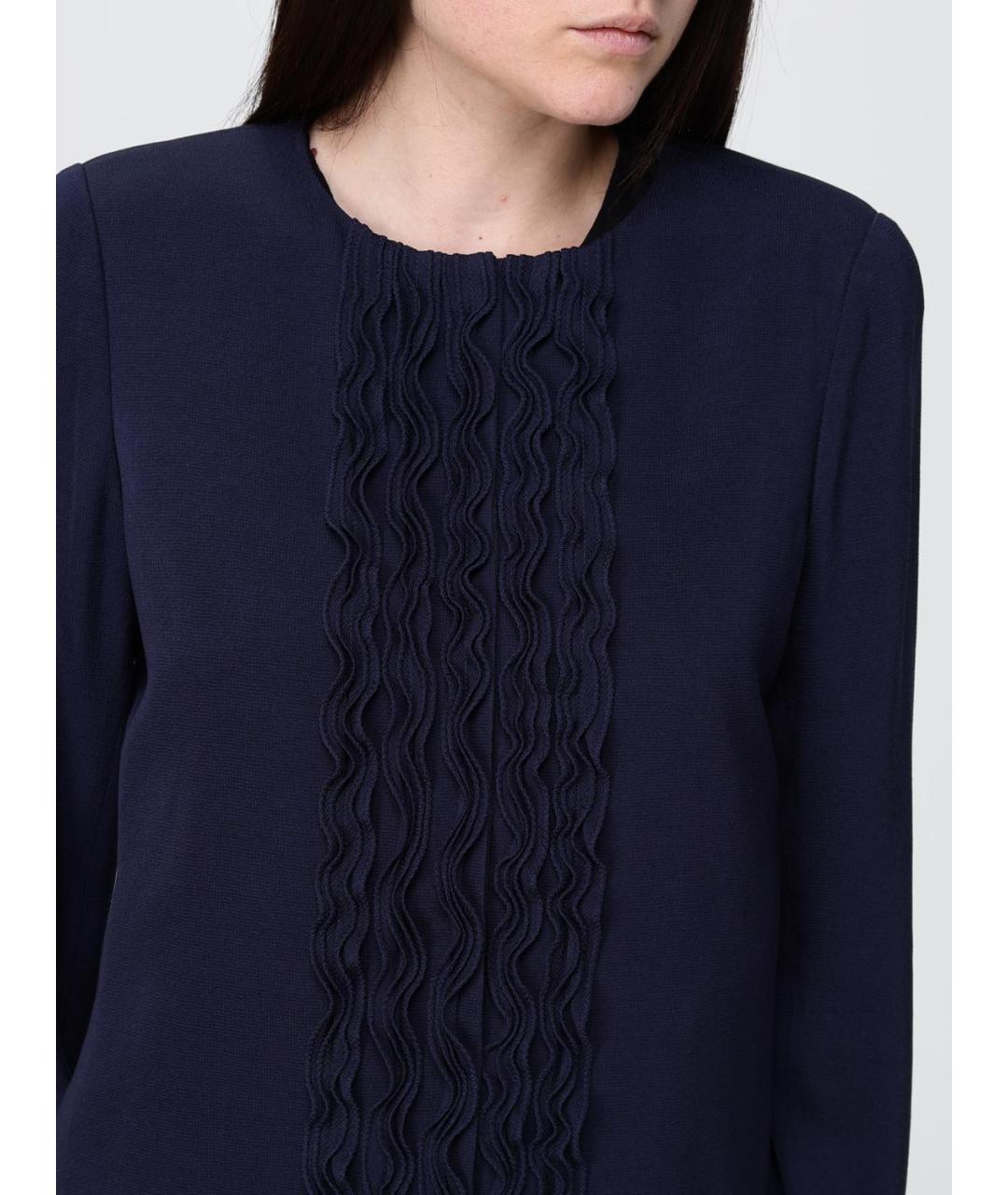 EMPORIO ARMANI Темно-синий вискозный жакет/пиджак, фото 4