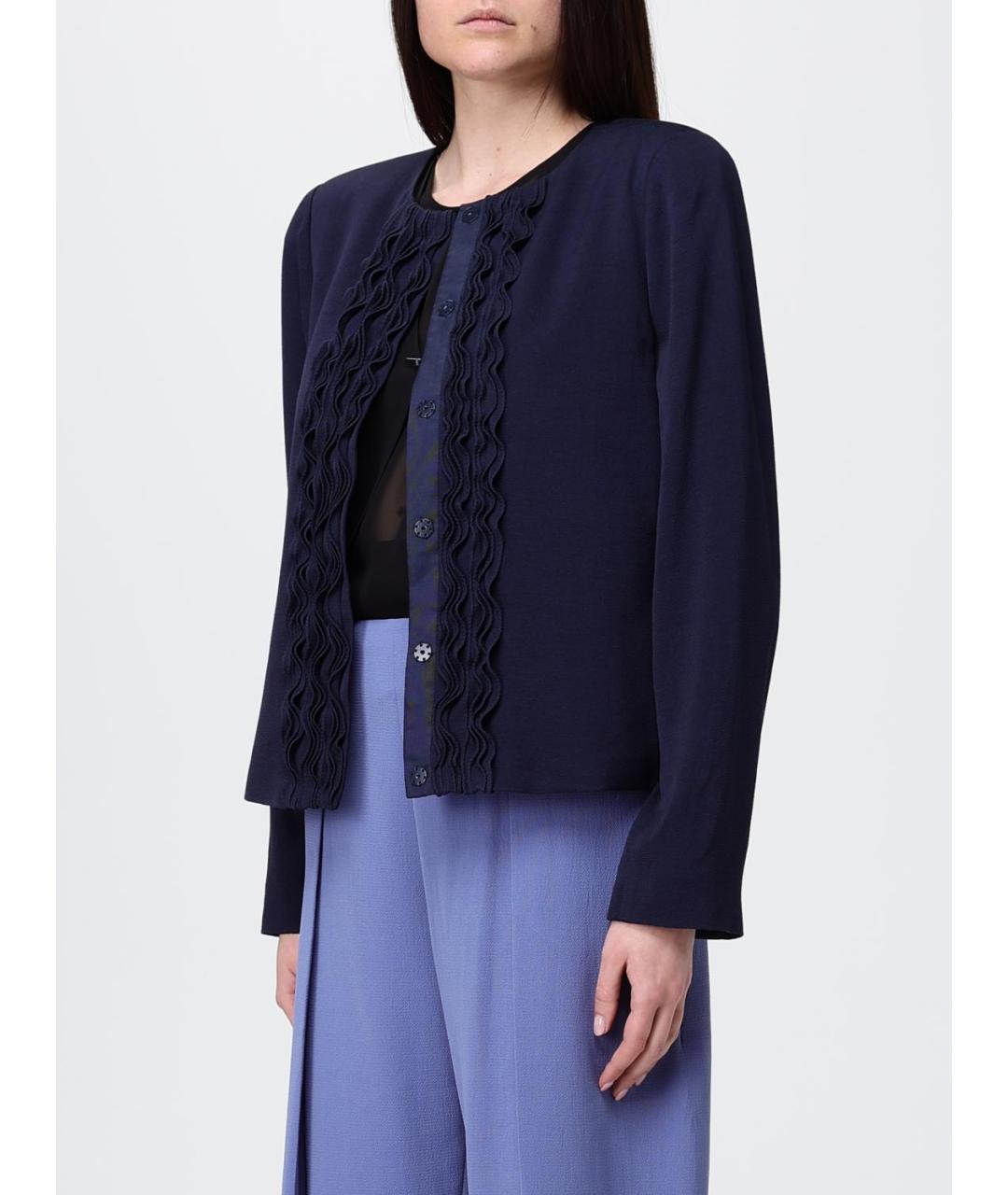 EMPORIO ARMANI Темно-синий вискозный жакет/пиджак, фото 3