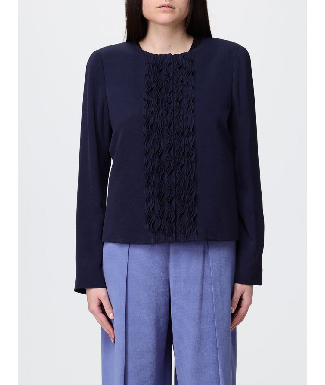 EMPORIO ARMANI Темно-синий вискозный жакет/пиджак, фото 5