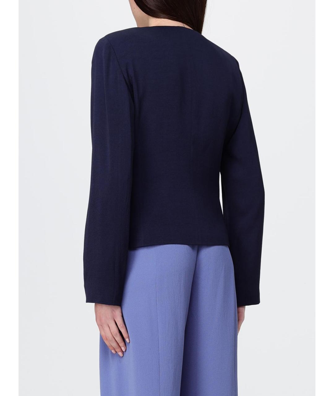 EMPORIO ARMANI Темно-синий вискозный жакет/пиджак, фото 2