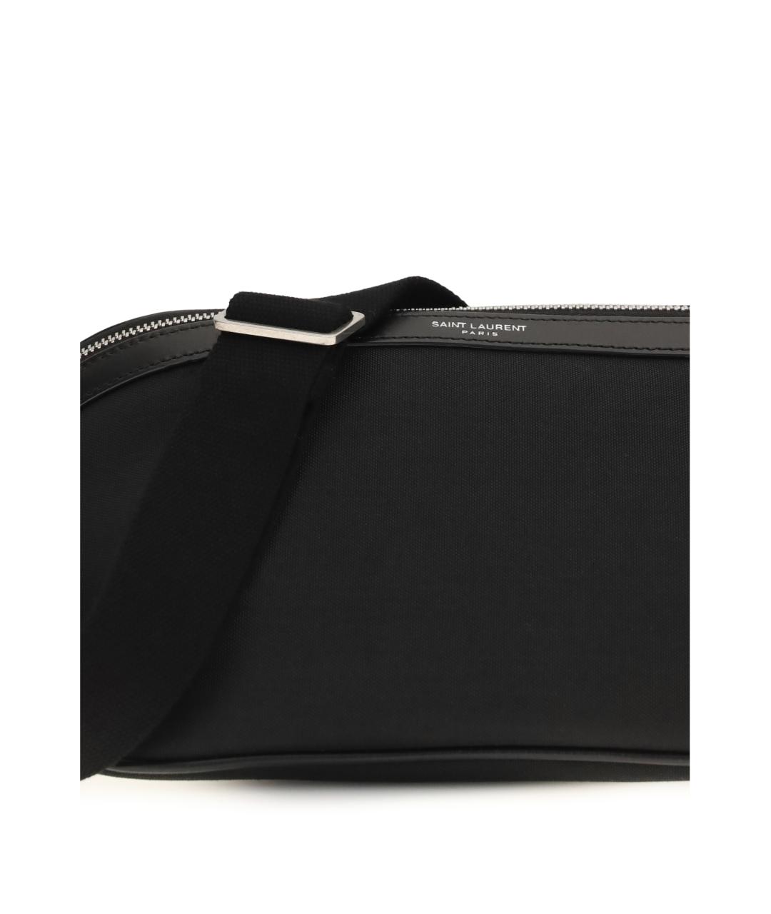 SAINT LAURENT Черная тканевая поясная сумка, фото 4