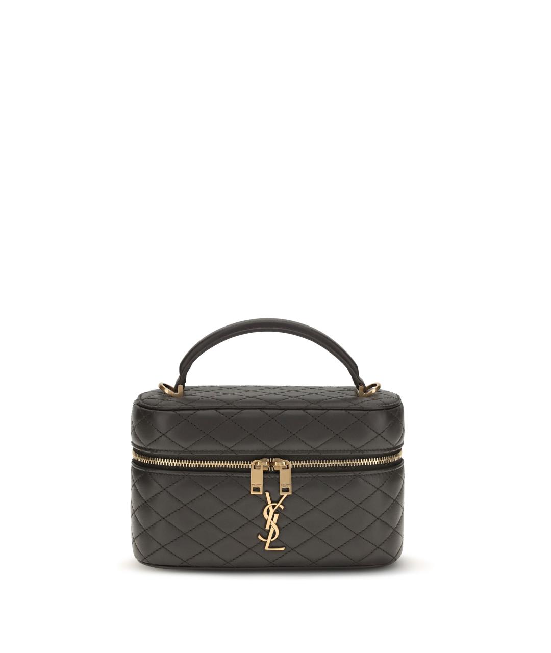 SAINT LAURENT Антрацитовая кожаная сумка через плечо, фото 1