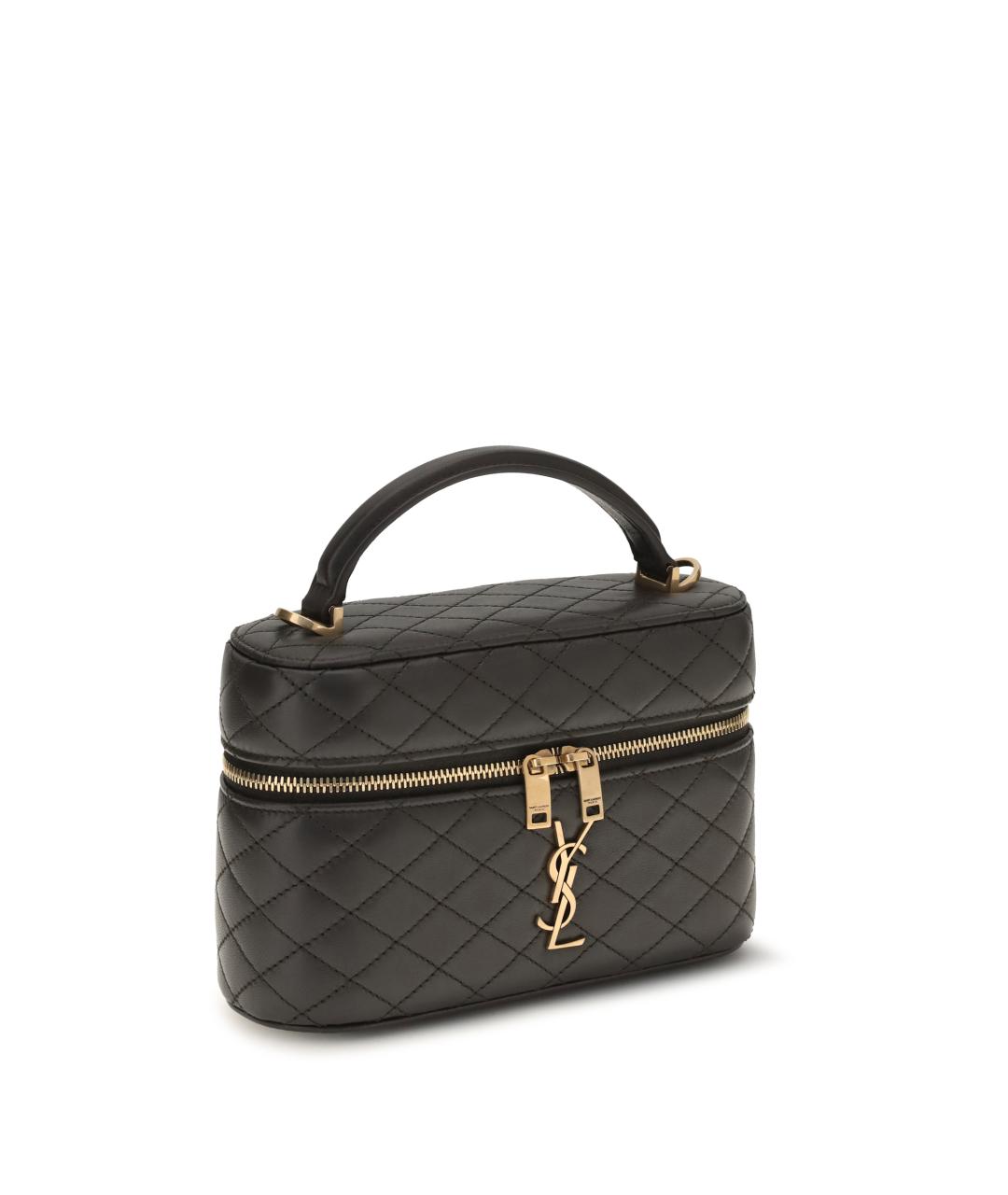 SAINT LAURENT Антрацитовая кожаная сумка через плечо, фото 2