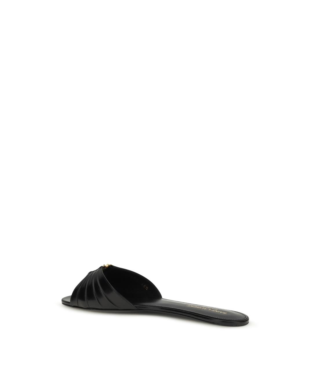 SAINT LAURENT Черные кожаные шлепанцы, фото 3