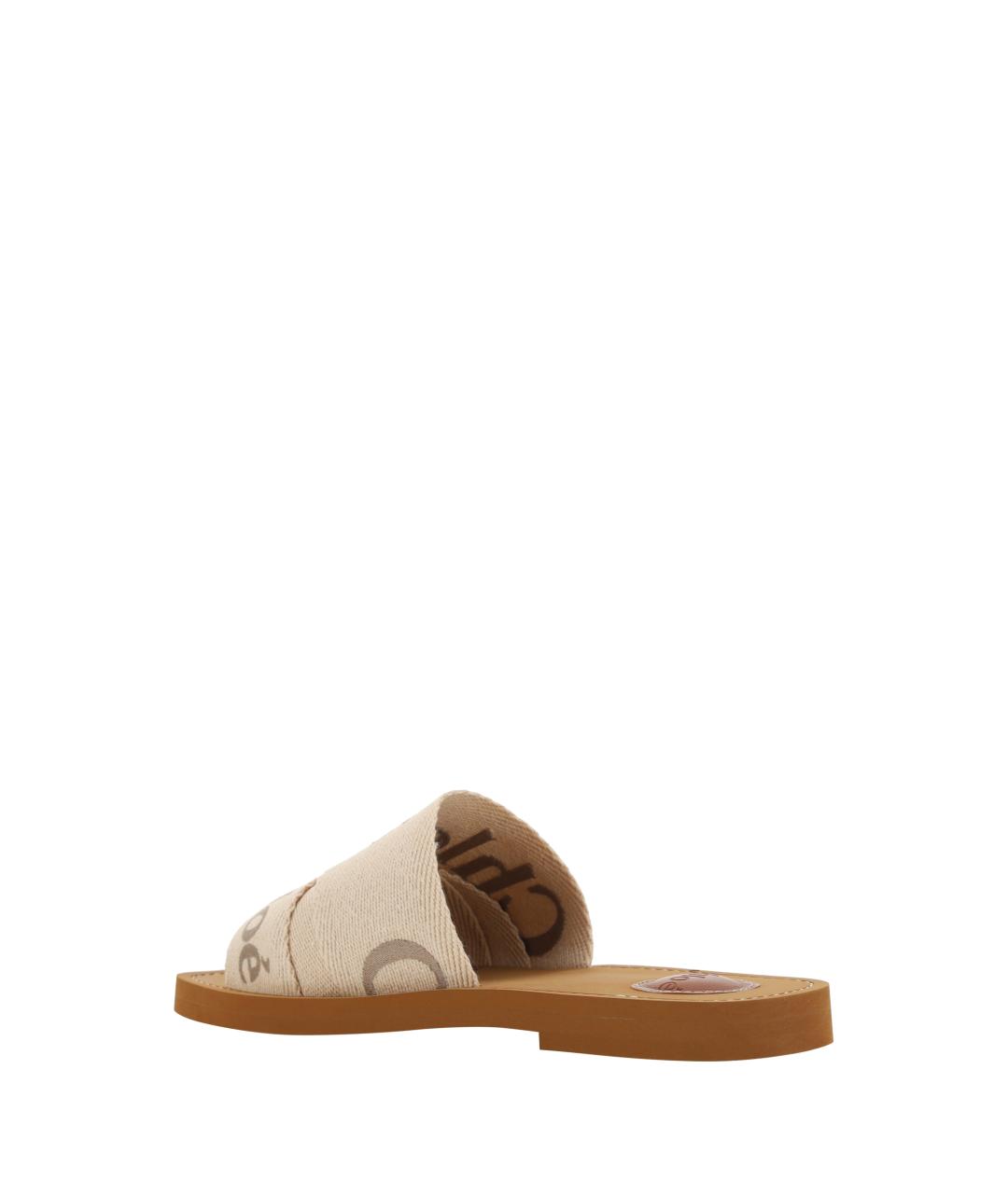 CHLOE Бежевые текстильные шлепанцы, фото 3