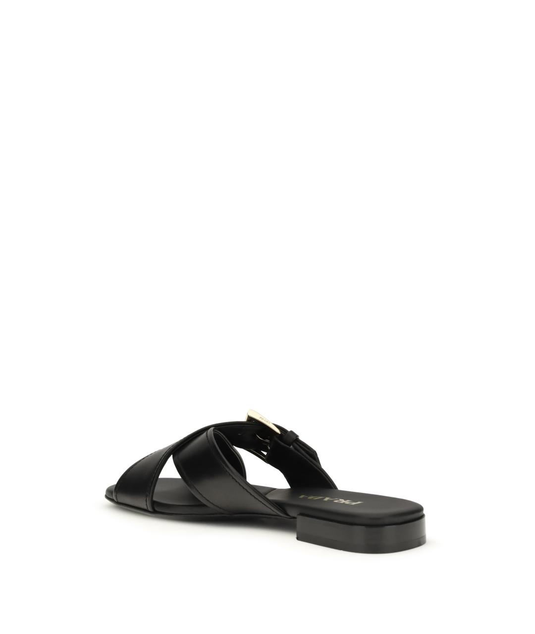 PRADA Черные кожаные шлепанцы, фото 3