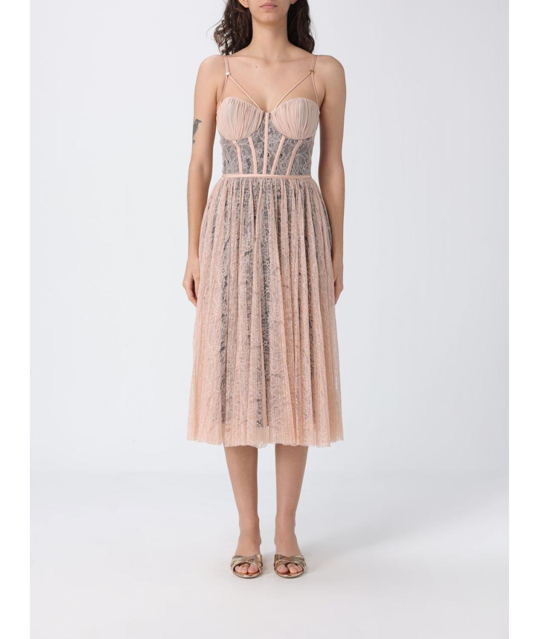 ELISABETTA FRANCHI Бежевое вечернее платье, фото 4