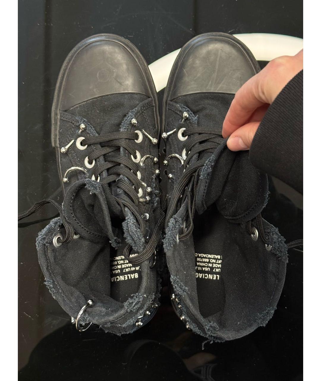 BALENCIAGA Черные текстильные кеды, фото 3
