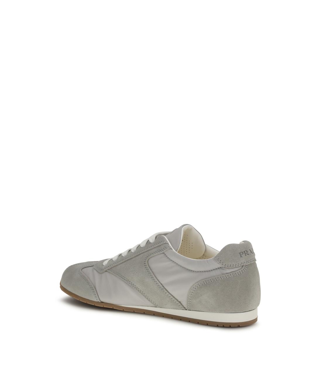 PRADA Серые кожаные низкие кроссовки / кеды, фото 3