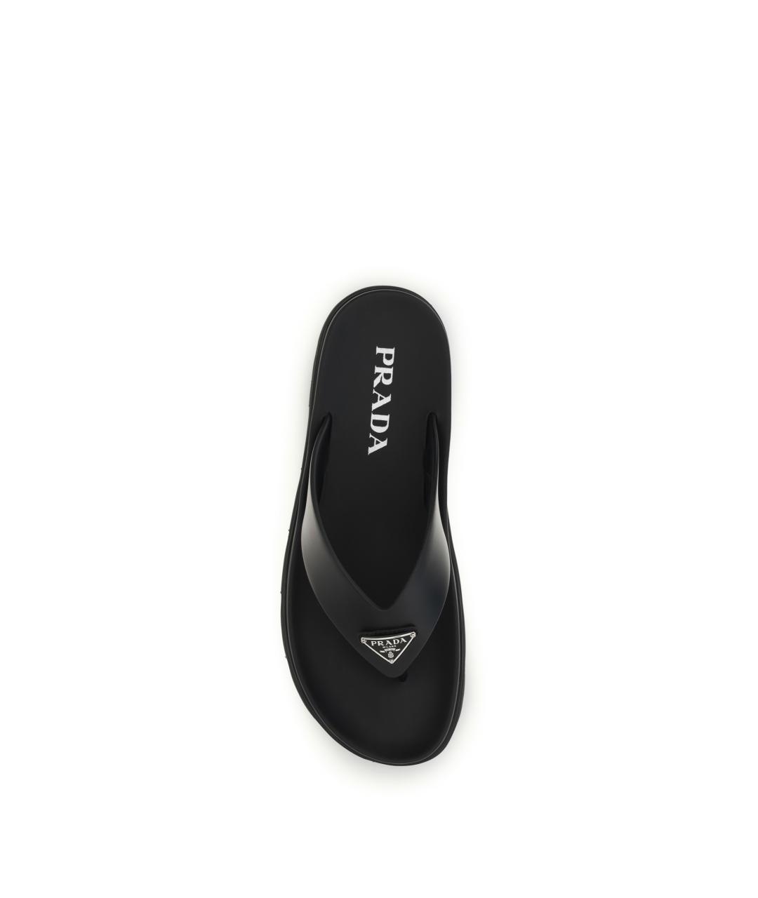 PRADA Черные кожаные шлепанцы, фото 4