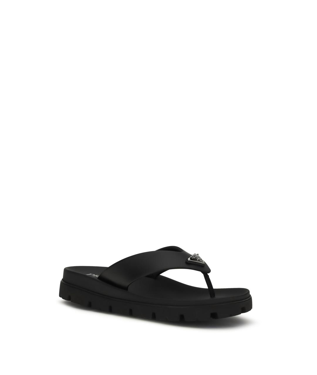 PRADA Черные кожаные шлепанцы, фото 2