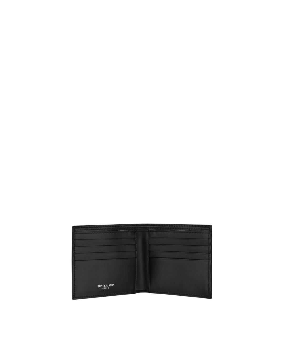 SAINT LAURENT Черный кожаный кошелек, фото 3