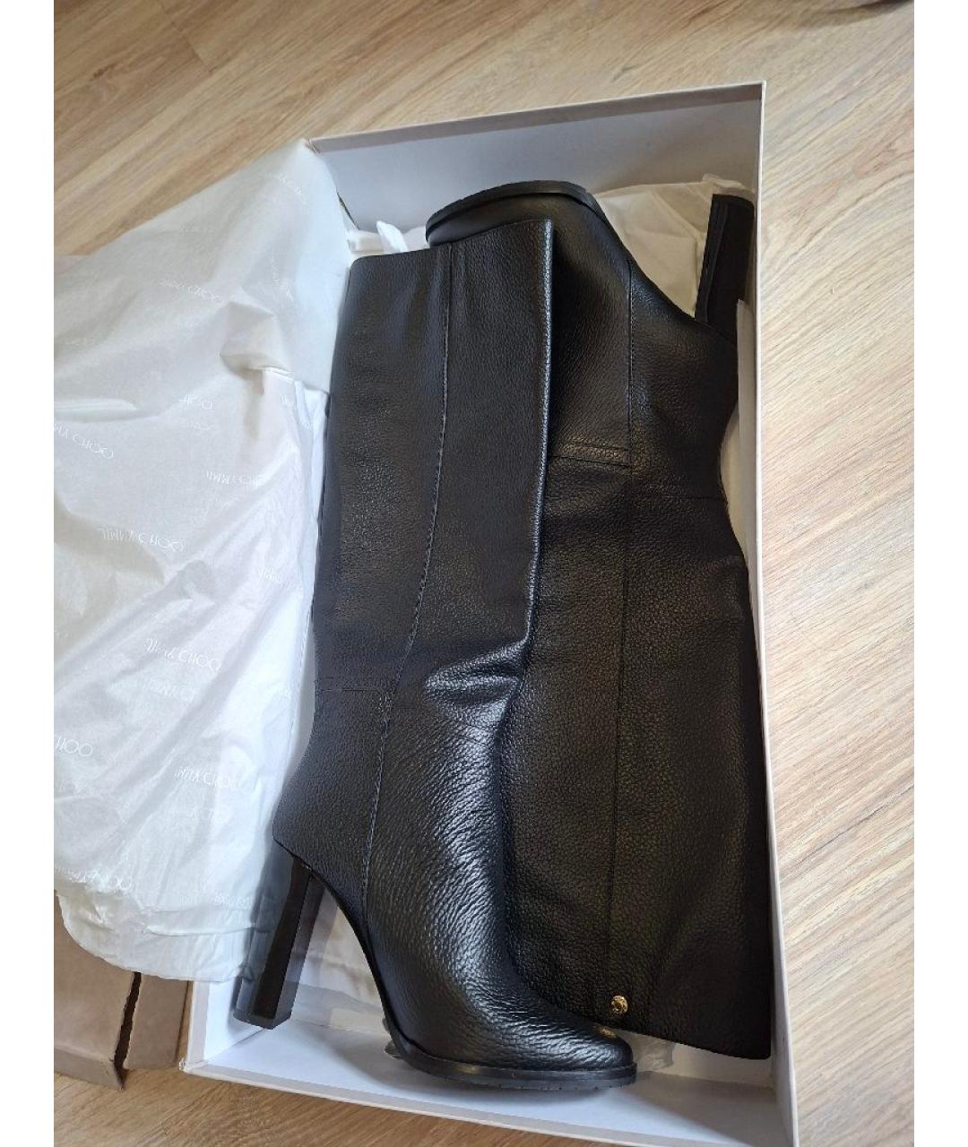 JIMMY CHOO Черные кожаные сапоги, фото 4