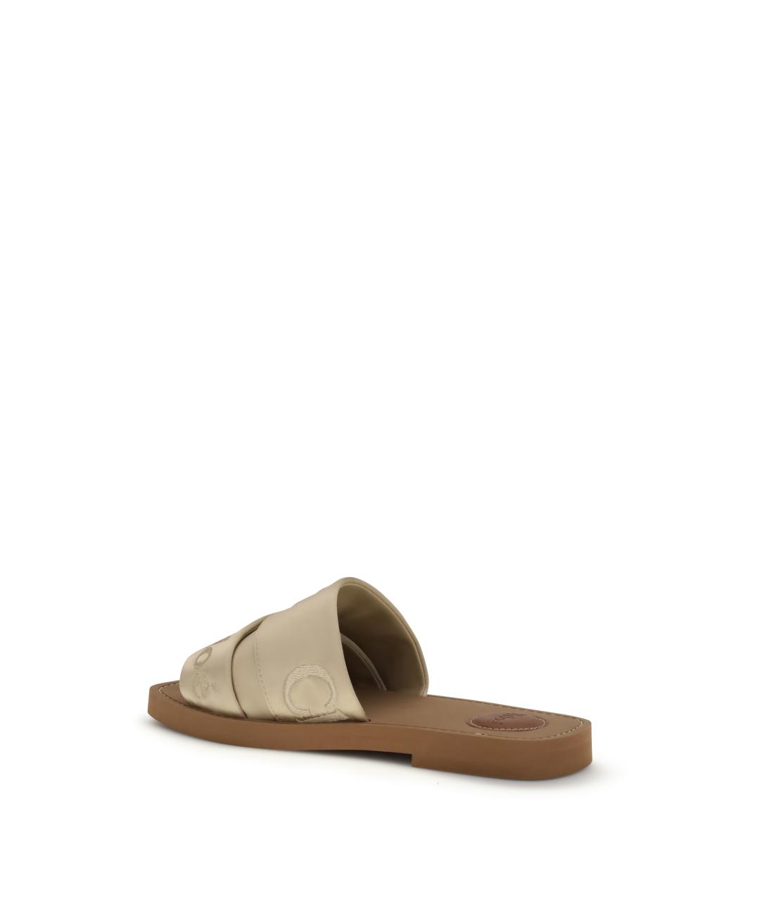 CHLOE Бежевые текстильные шлепанцы, фото 3