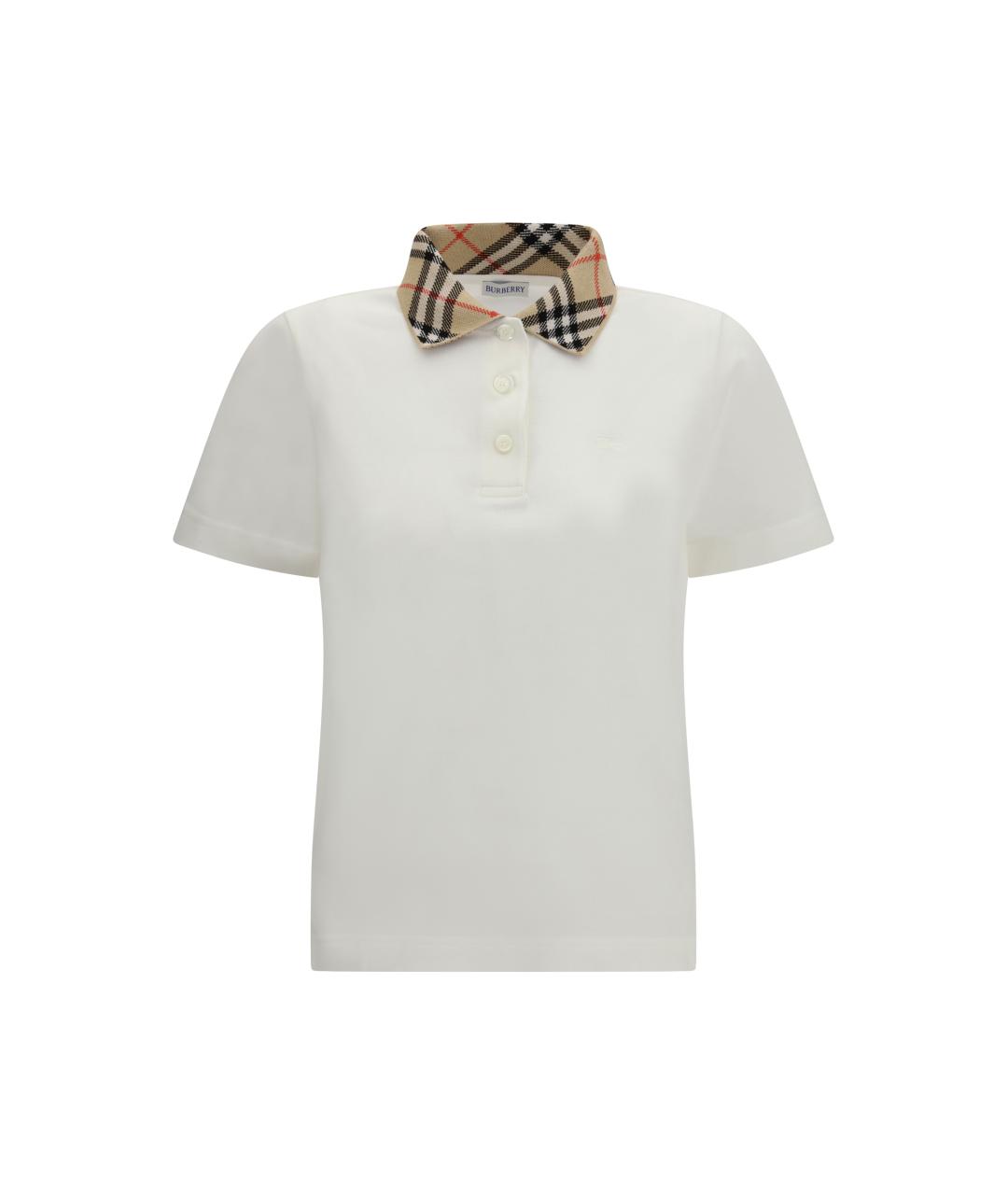 BURBERRY Белая хлопковая футболка, фото 4