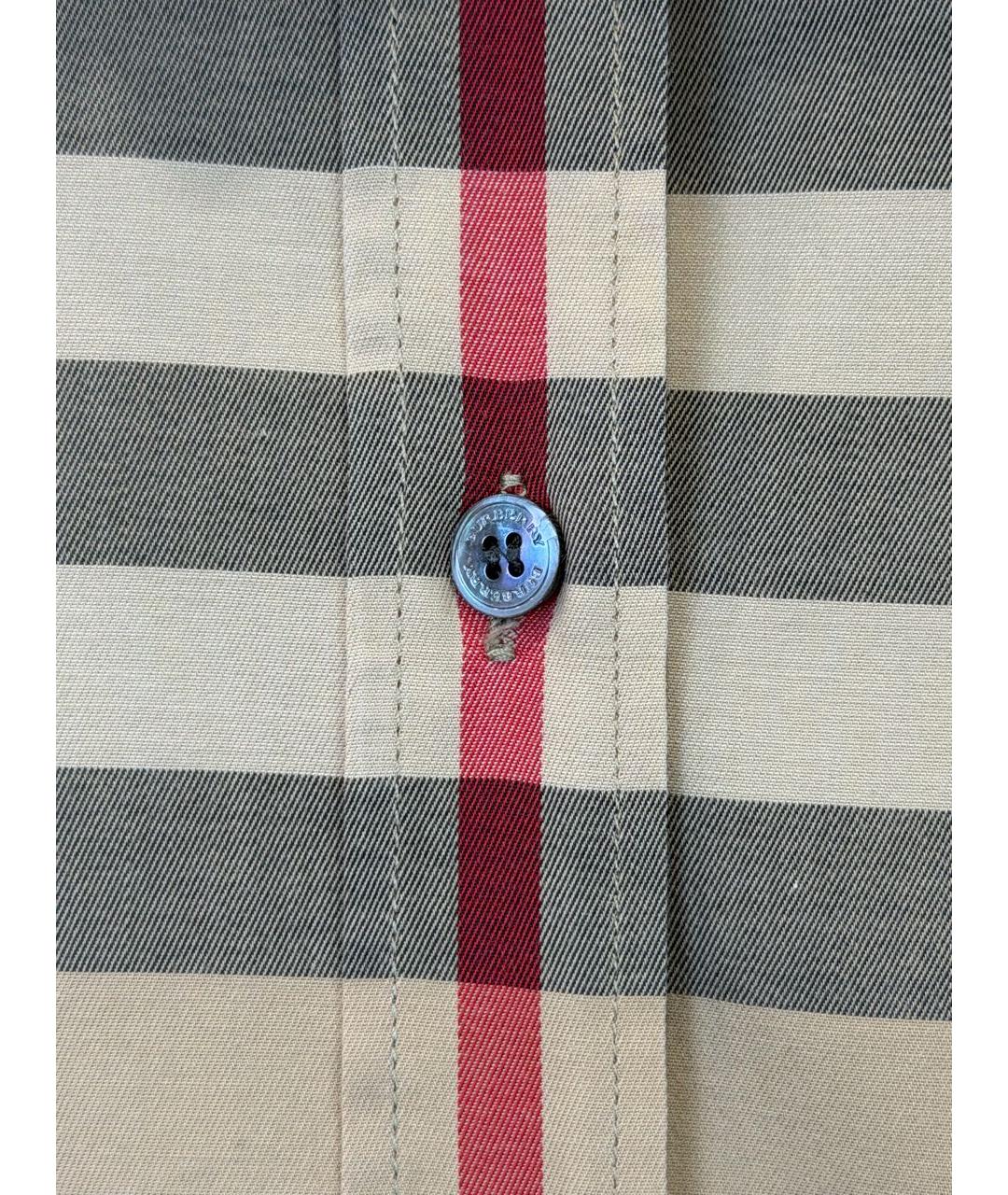 BURBERRY Бежевая хлопко-эластановая рубашка, фото 4